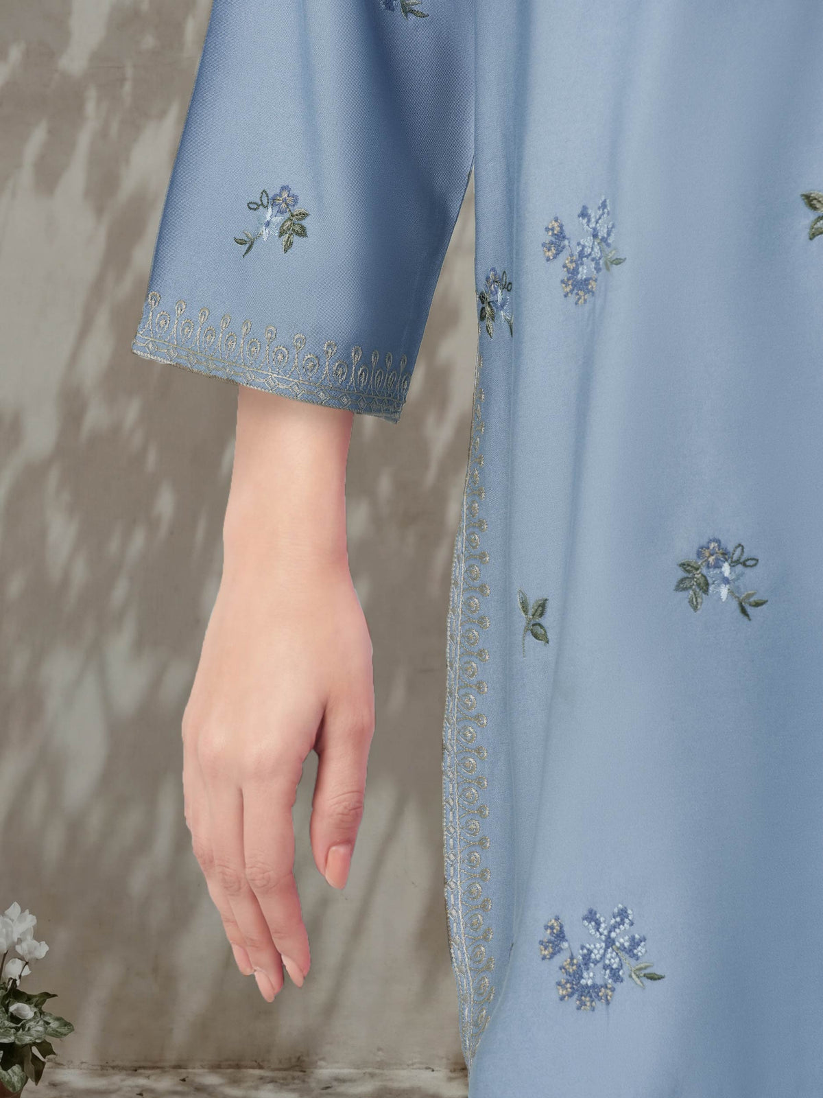 2 Piece Denim Suit- Embroidered (Pret)