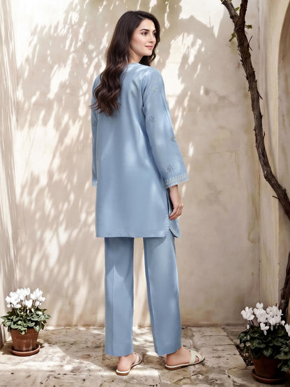 2 Piece Denim Suit- Embroidered (Pret)