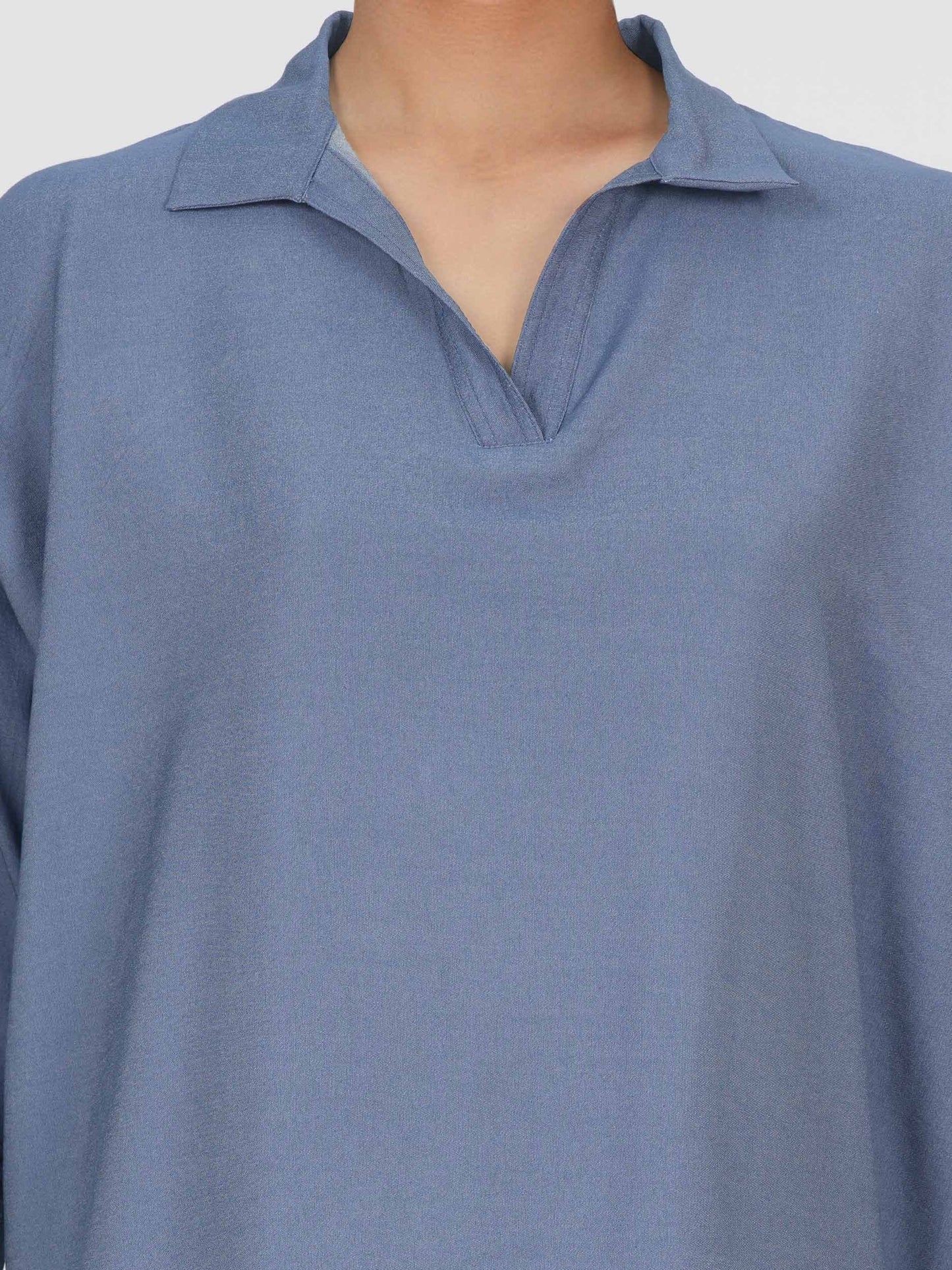 Denim Top- Embroidered