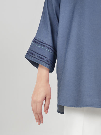 Denim Top- Embroidered