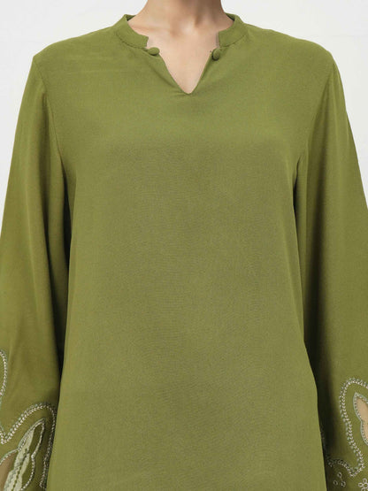 2 Piece Crepe Suit- Embroidered (Pret)