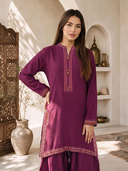 2 Piece Viscose Suit- Embroidered (Pret)