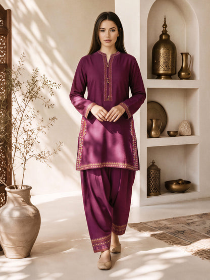 2 Piece Viscose Suit- Embroidered (Pret)