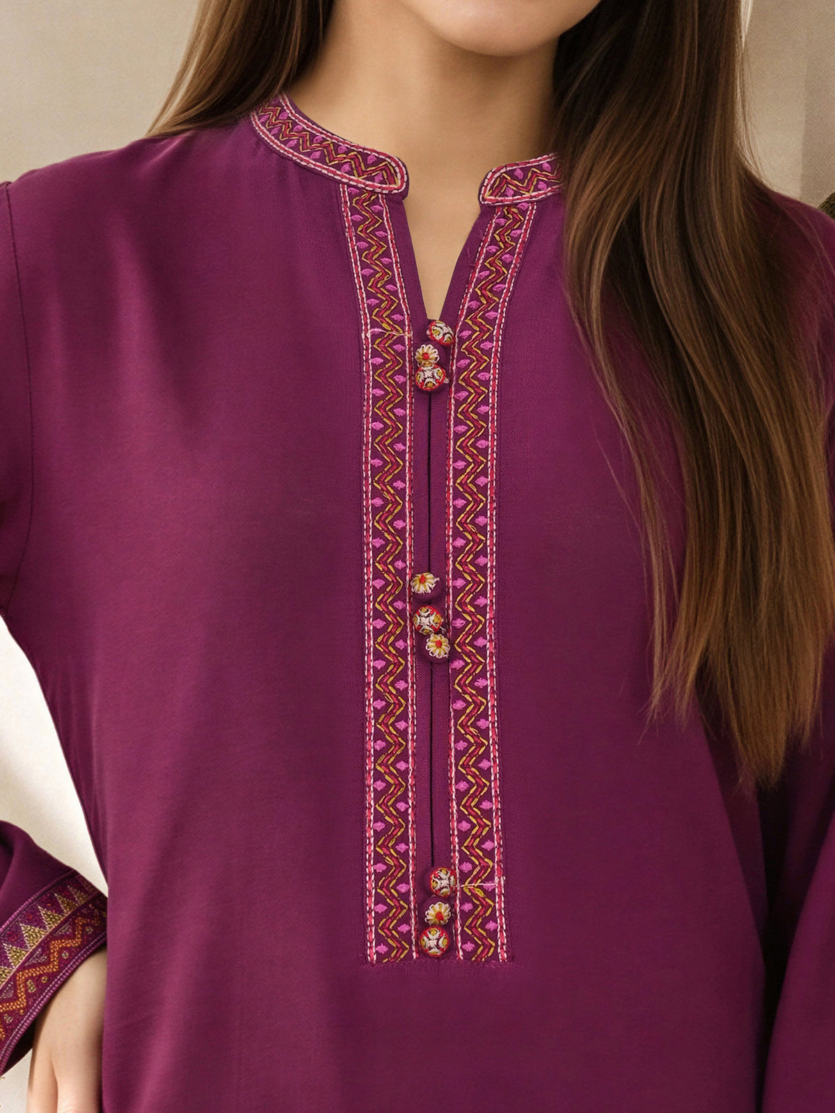 2 Piece Viscose Suit- Embroidered (Pret)
