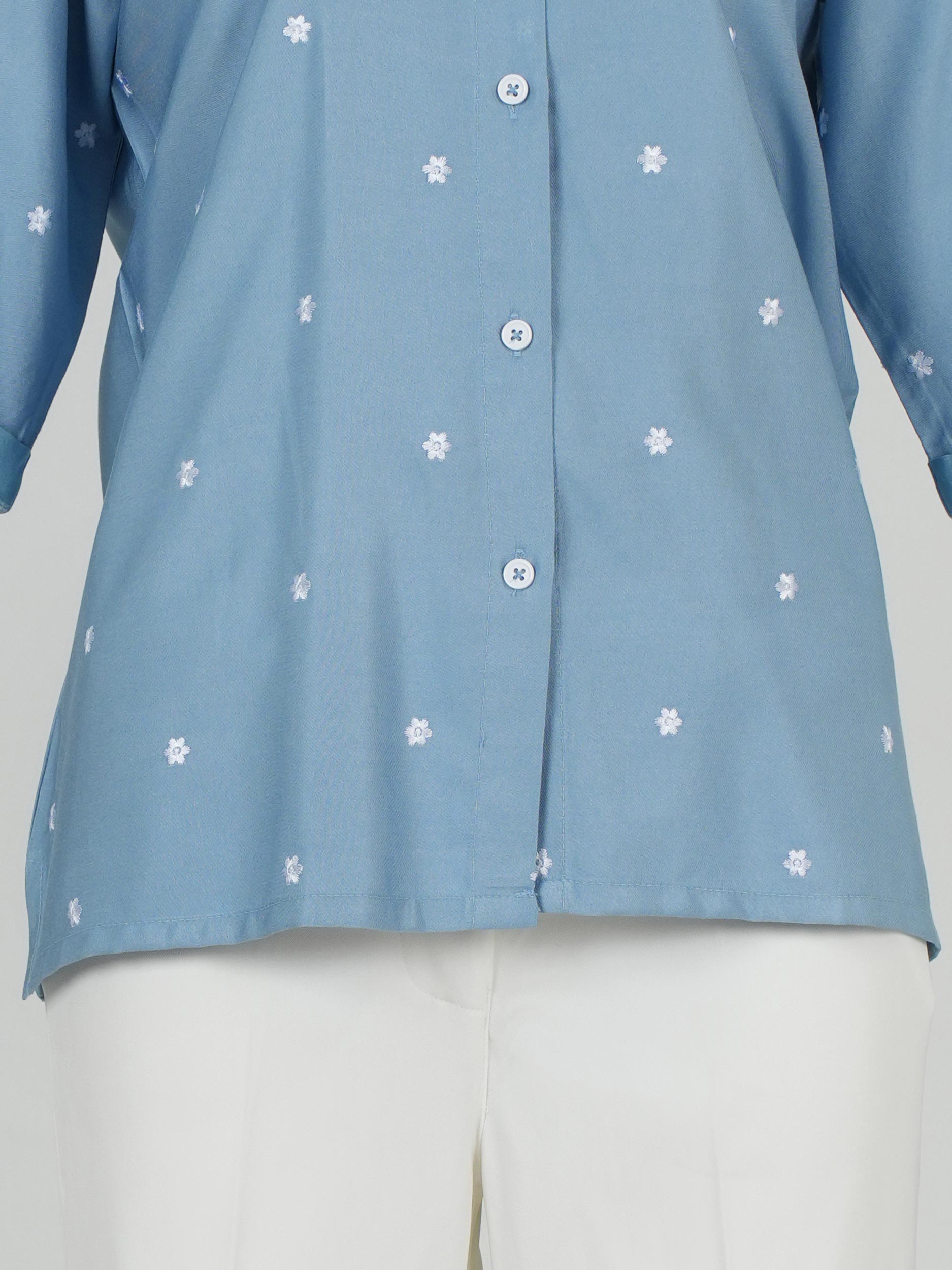 Denim Top- Embroidered