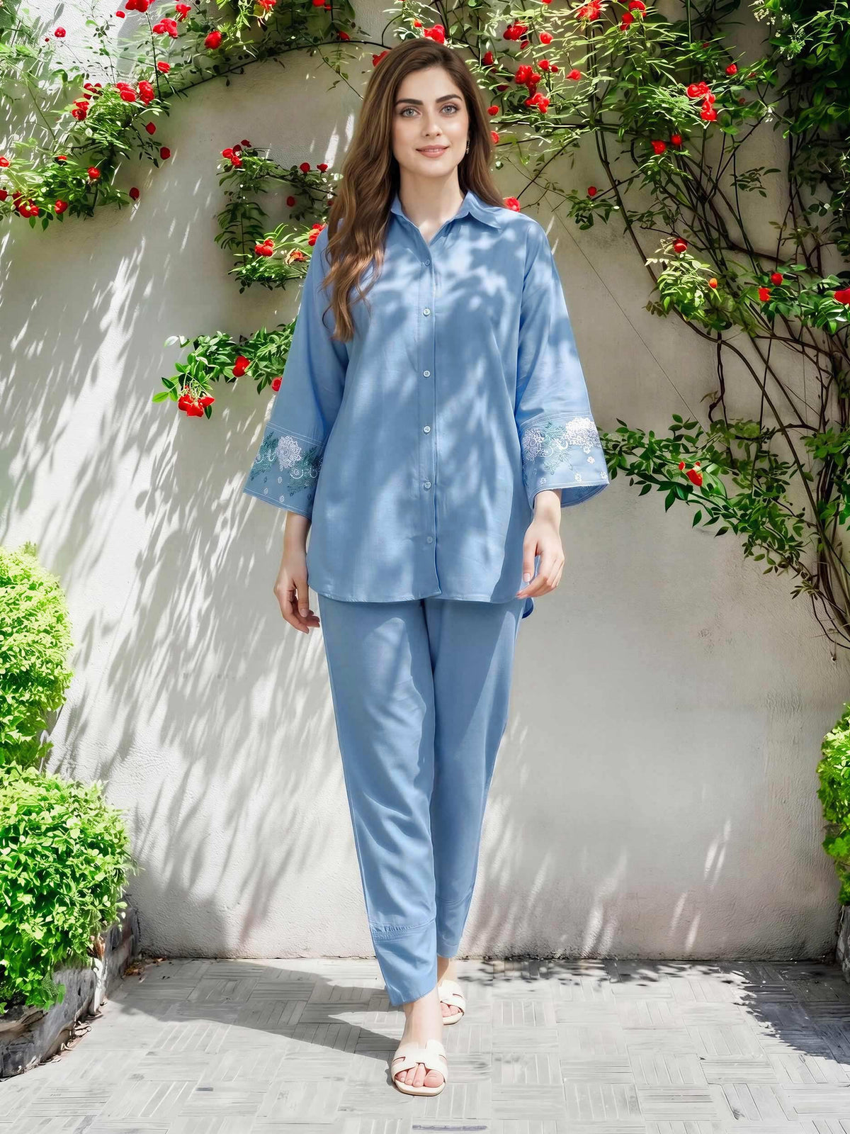 Denim Co-ord Set- Embroidered