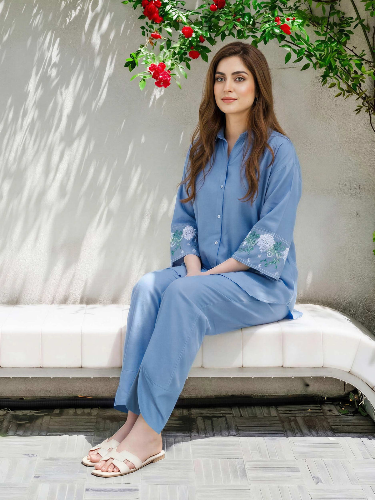 Denim Co-ord Set- Embroidered