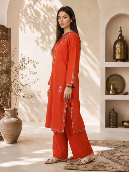 2 Piece Wool Karandi Suit- Embroidered (Pret)