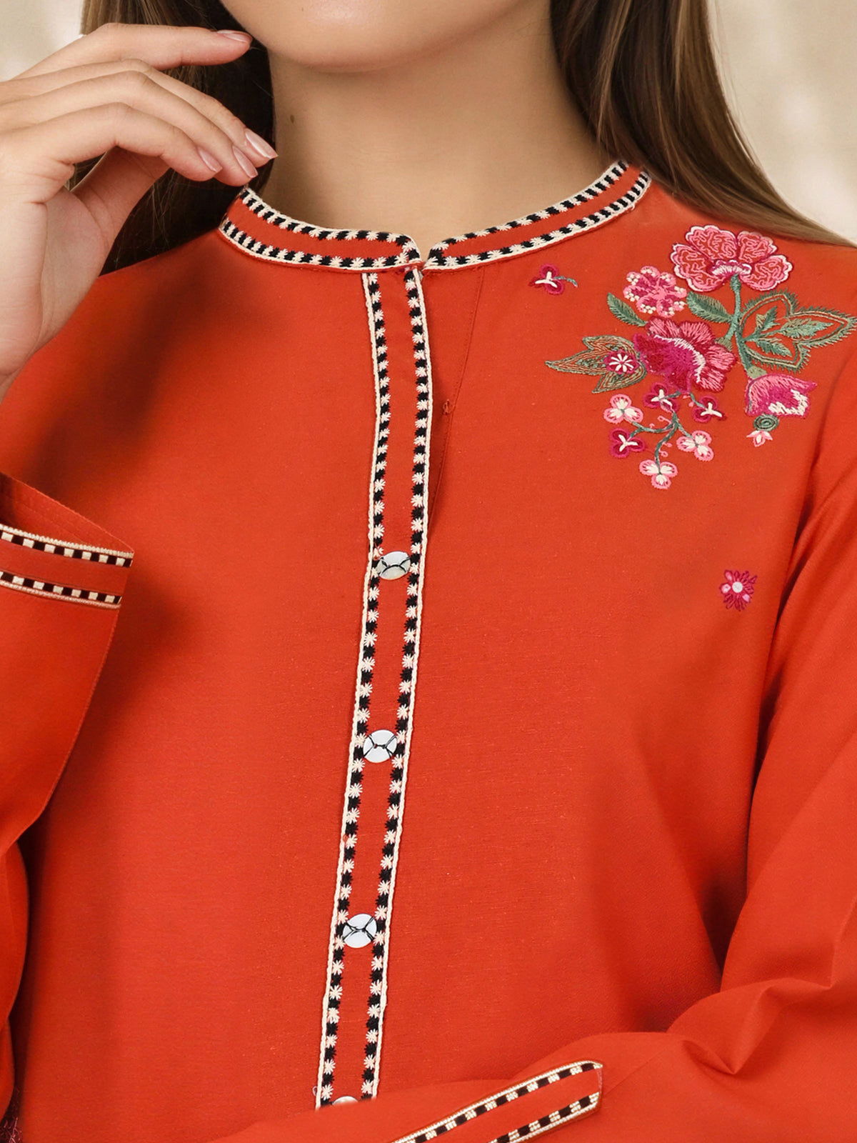 2 Piece Wool Karandi Suit- Embroidered (Pret)