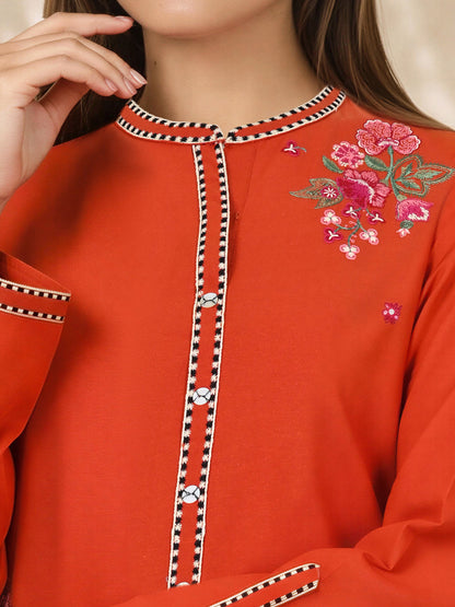 2 Piece Wool Karandi Suit- Embroidered (Pret)