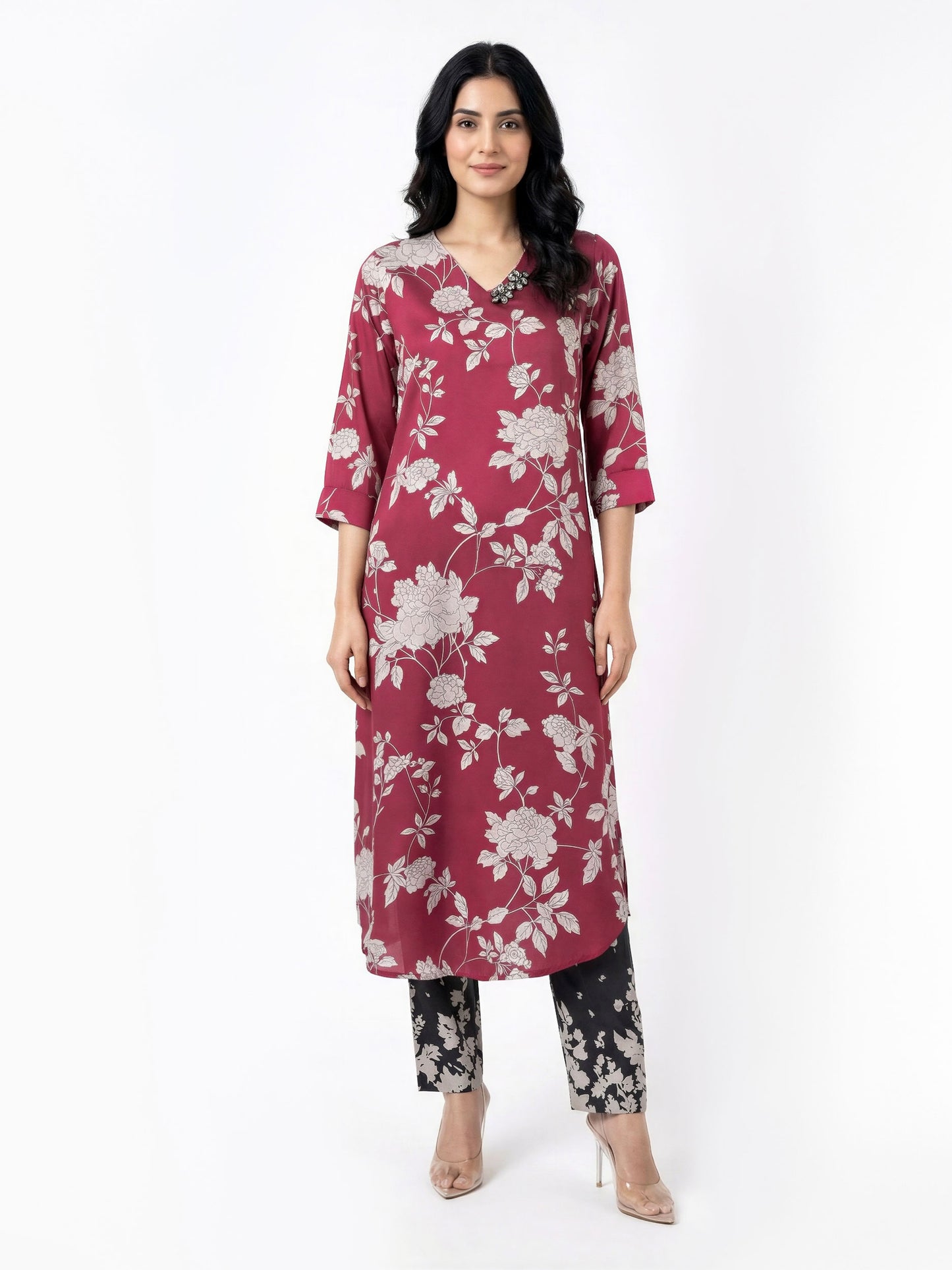 2 Piece Silk Suit- Embellished (Pret)