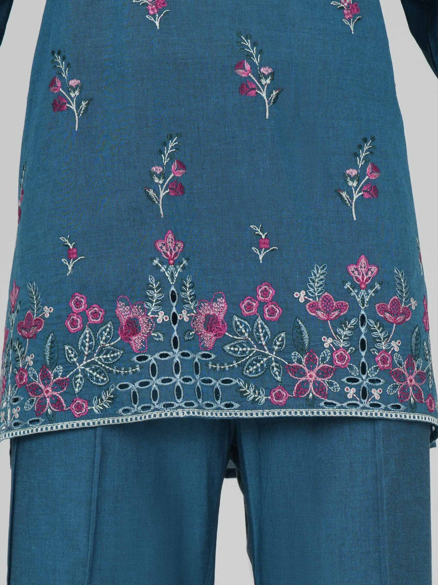 Yarn Dyed Co-ord Set- Embroidered