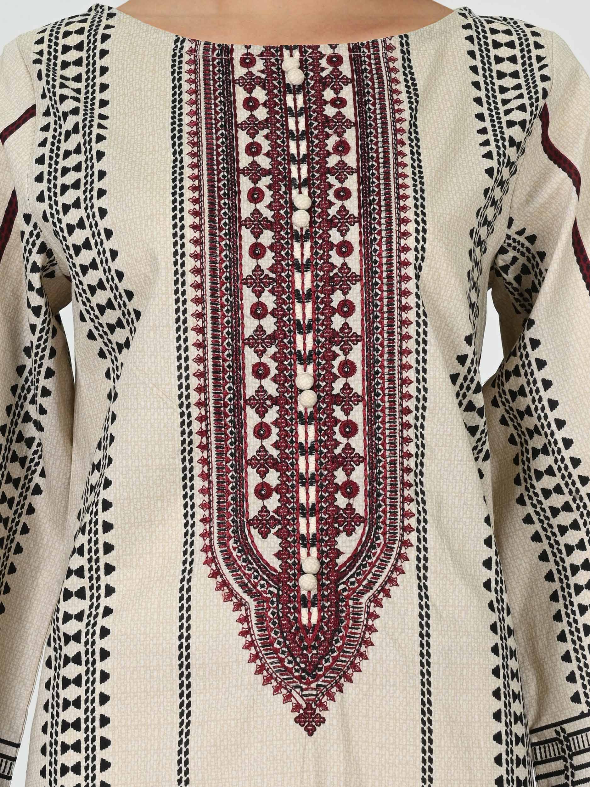 2 Piece Lawn Slub Suit- Embroidered (Pret)