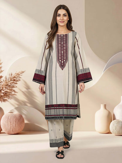 2 Piece Lawn Slub Suit- Embroidered (Pret)