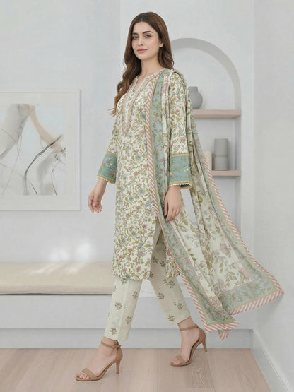 3 Piece Lawn Suit- Embroidered (Pret)