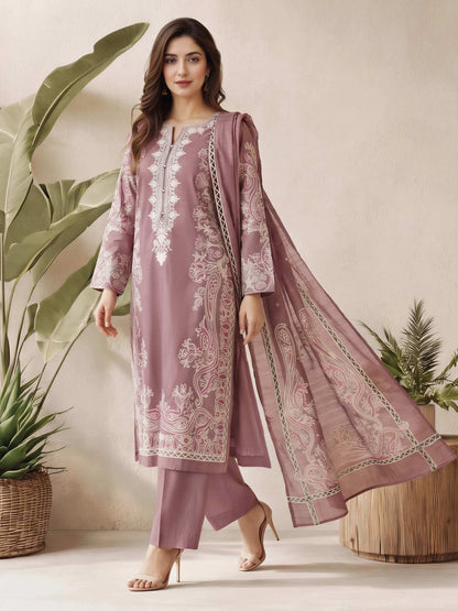 3 Piece Lawn Suit- Embroidered (Pret)