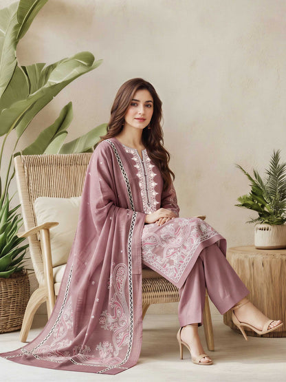 3 Piece Lawn Suit- Embroidered (Pret)