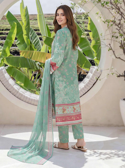 3 Piece Lawn Slub Suit- Embroidered (Pret)