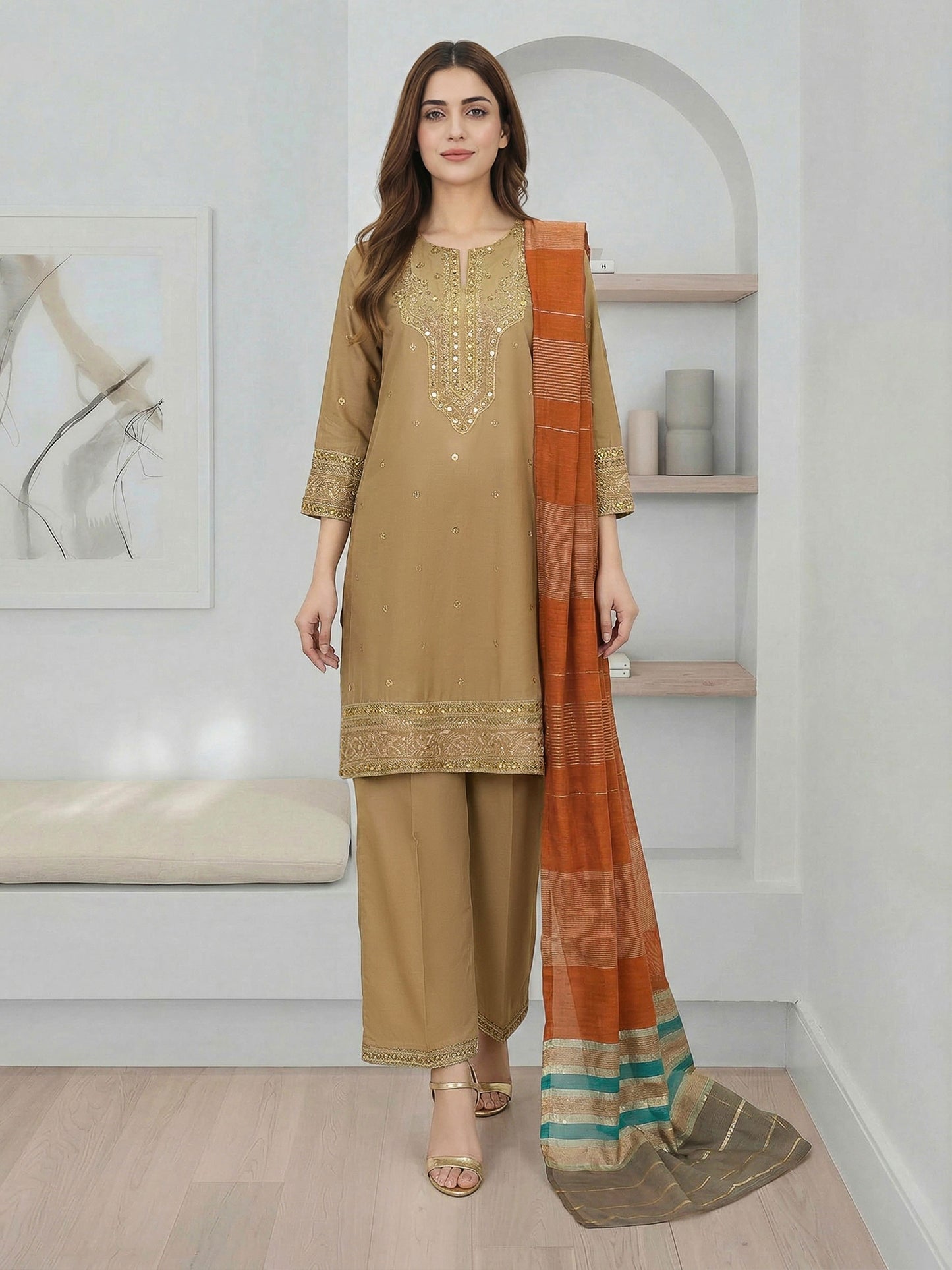 3 Piece Lawn Suit- Embroidered (Pret)