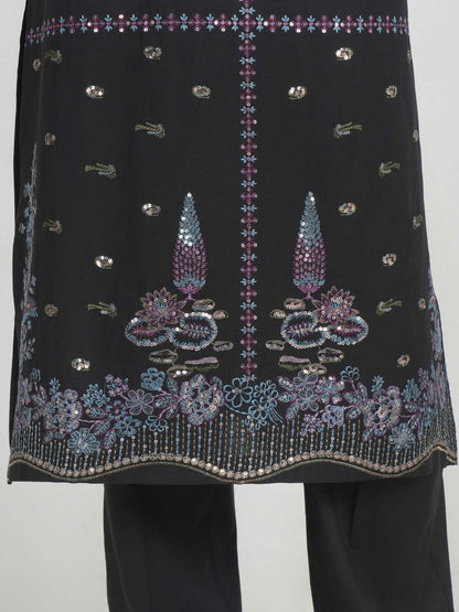 3 Piece Lawn Slub Suit- Embroidered (Pret)