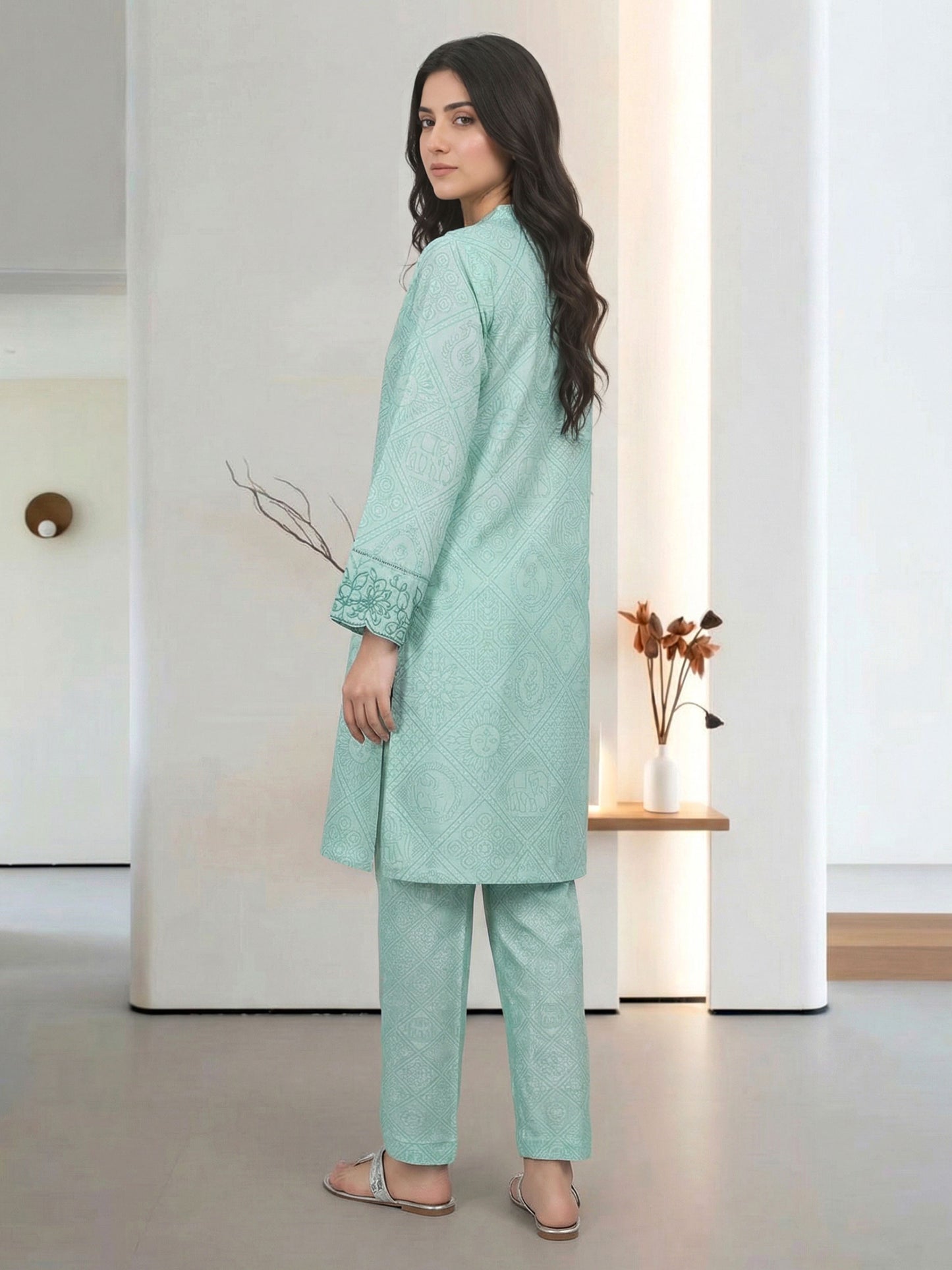 2 Piece Cambric Suit- Embroidered (Pret)