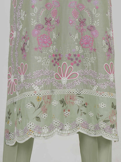 3 Piece Lawn Slub Suit- Embroidered (Pret)