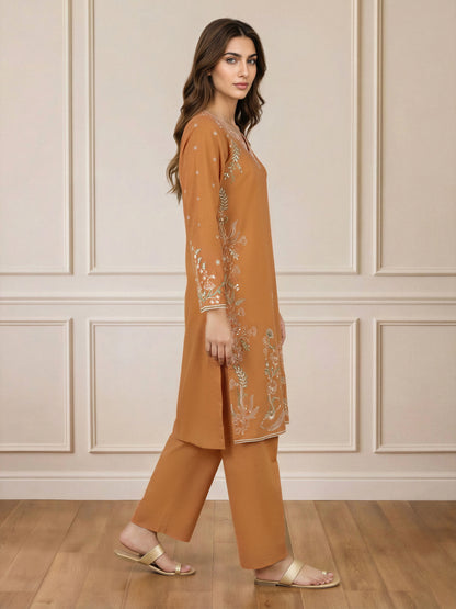2 Piece Lawn Texture Suit- Embroidered (Pret)