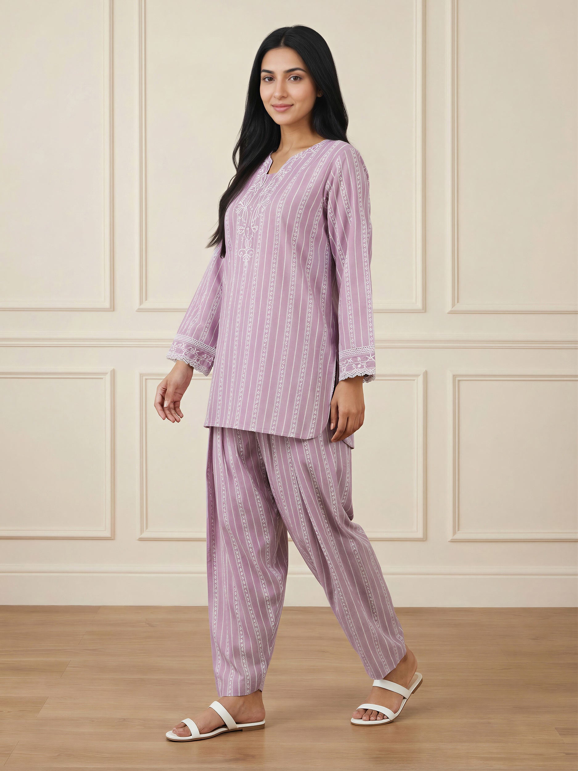 Cambric Co-ord Set- Embroidered