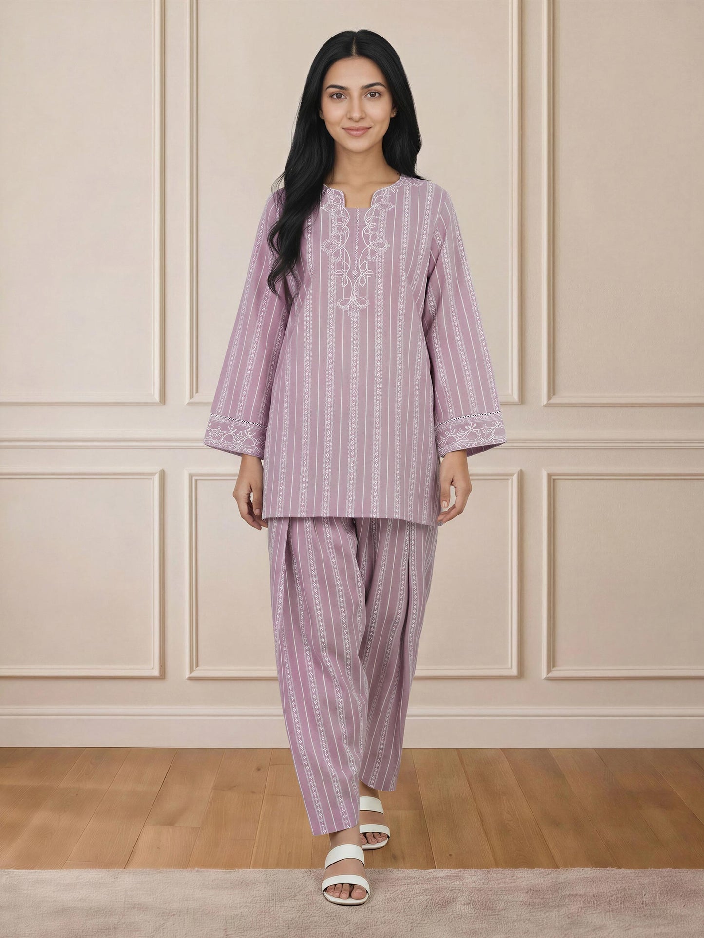 Cambric Co-ord Set- Embroidered