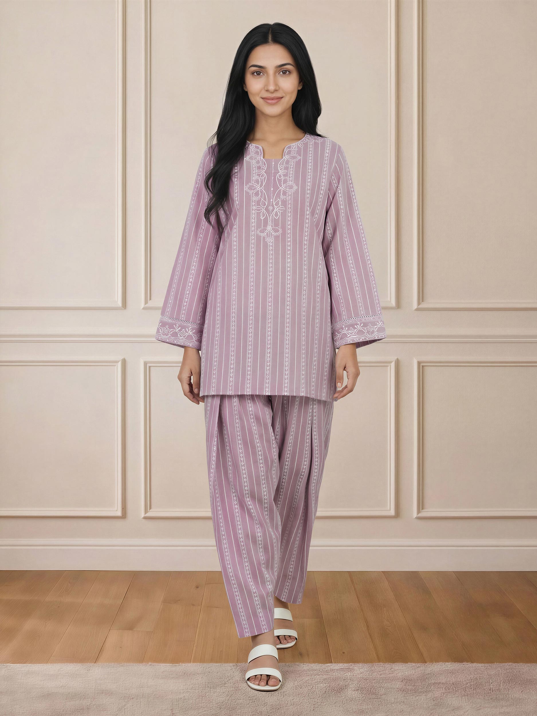 Cambric Co-ord Set- Embroidered