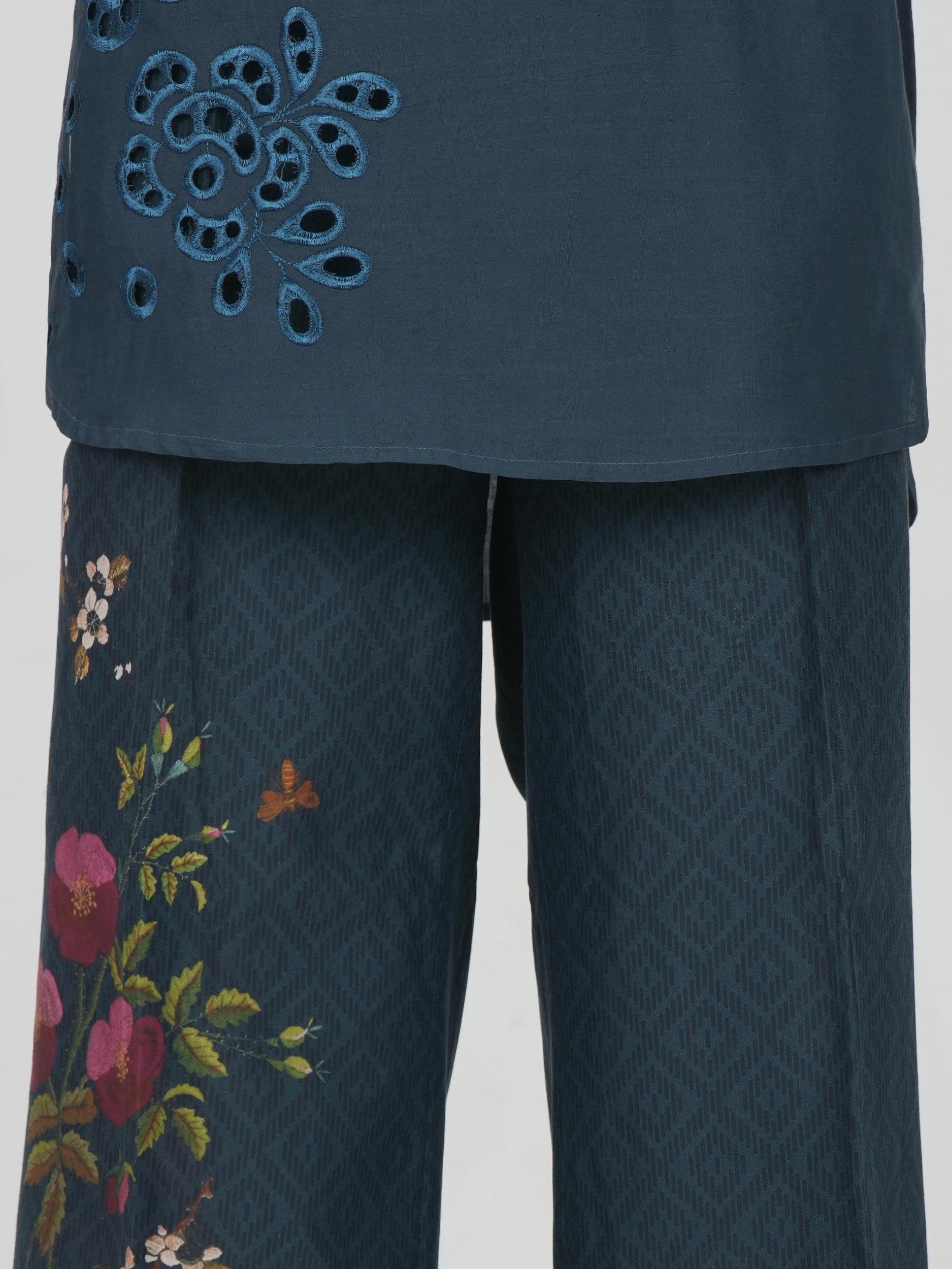 Lawn Slub Co-ord Set- Embroidered