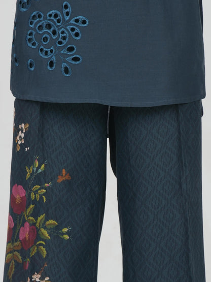 Lawn Slub Co-ord Set- Embroidered