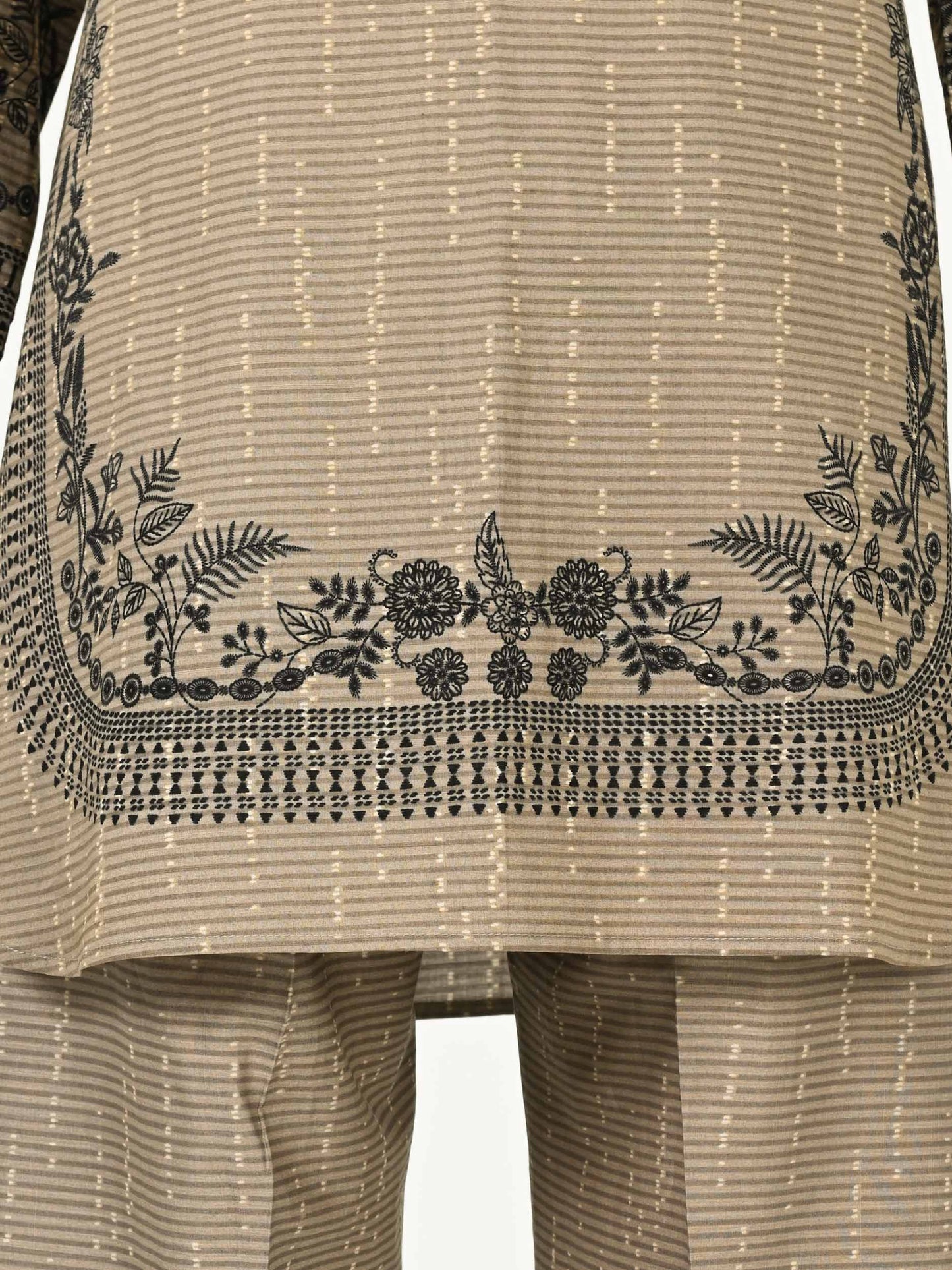 Lawn Slub Co-ord Set- Embroidered