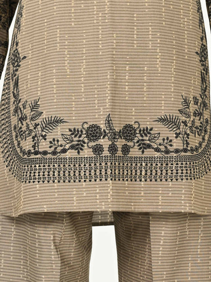 Lawn Slub Co-ord Set- Embroidered