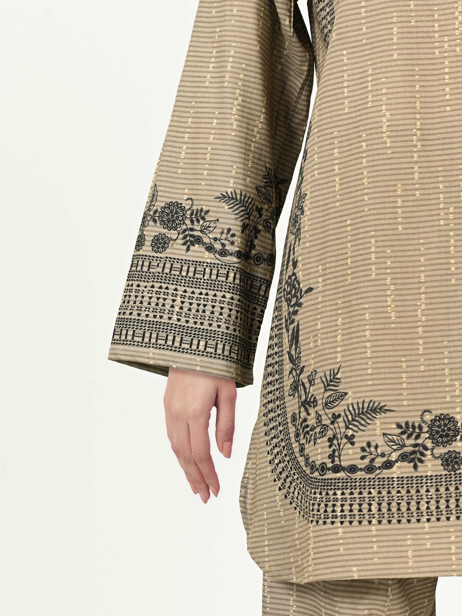 Lawn Slub Co-ord Set- Embroidered