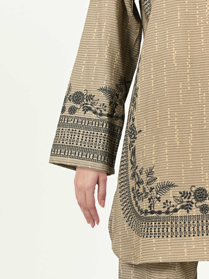 Lawn Slub Co-ord Set- Embroidered