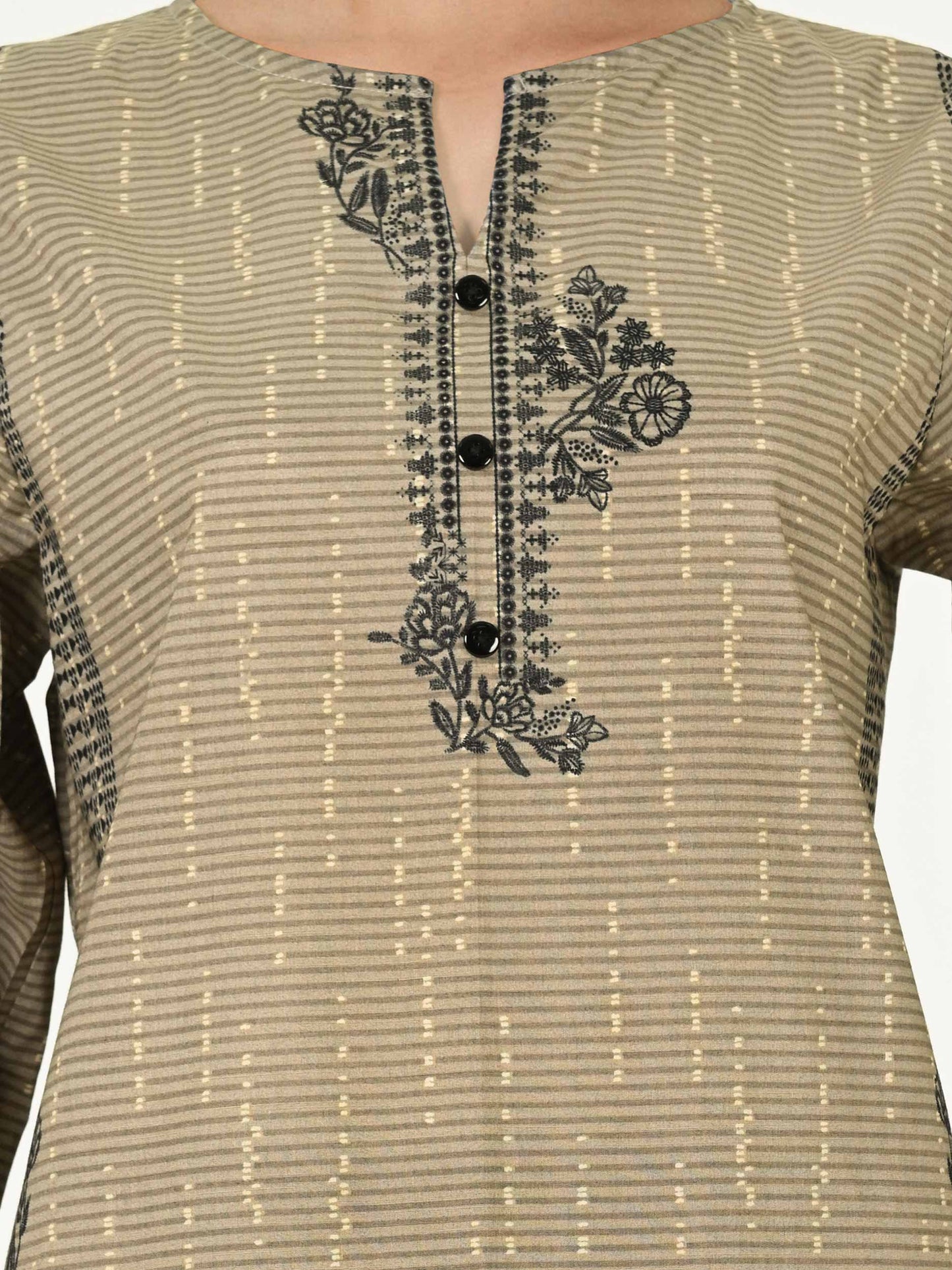 Lawn Slub Co-ord Set- Embroidered