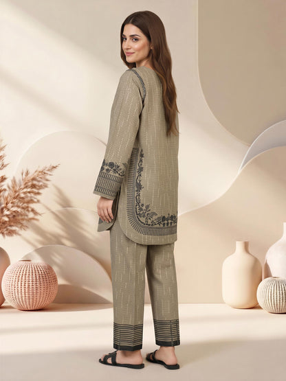 Lawn Slub Co-ord Set- Embroidered