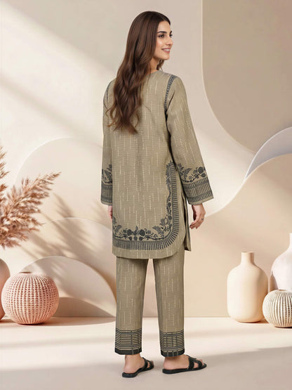 Lawn Slub Co-ord Set- Embroidered