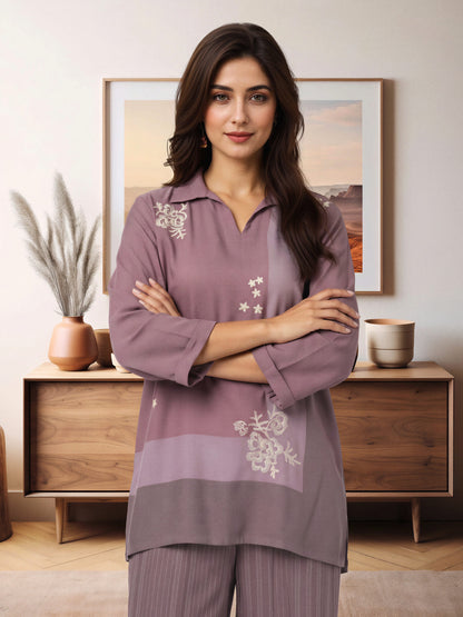 Crepe Co-ord Set- Embroidered