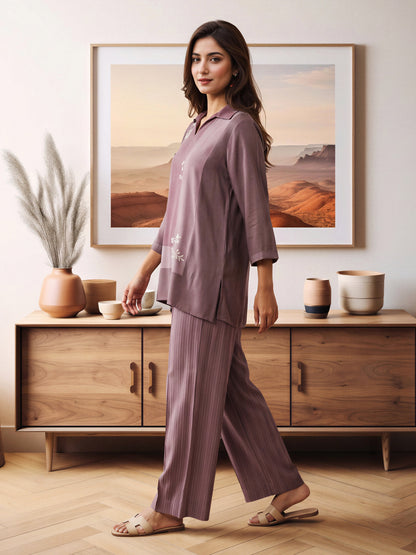 Crepe Co-ord Set- Embroidered