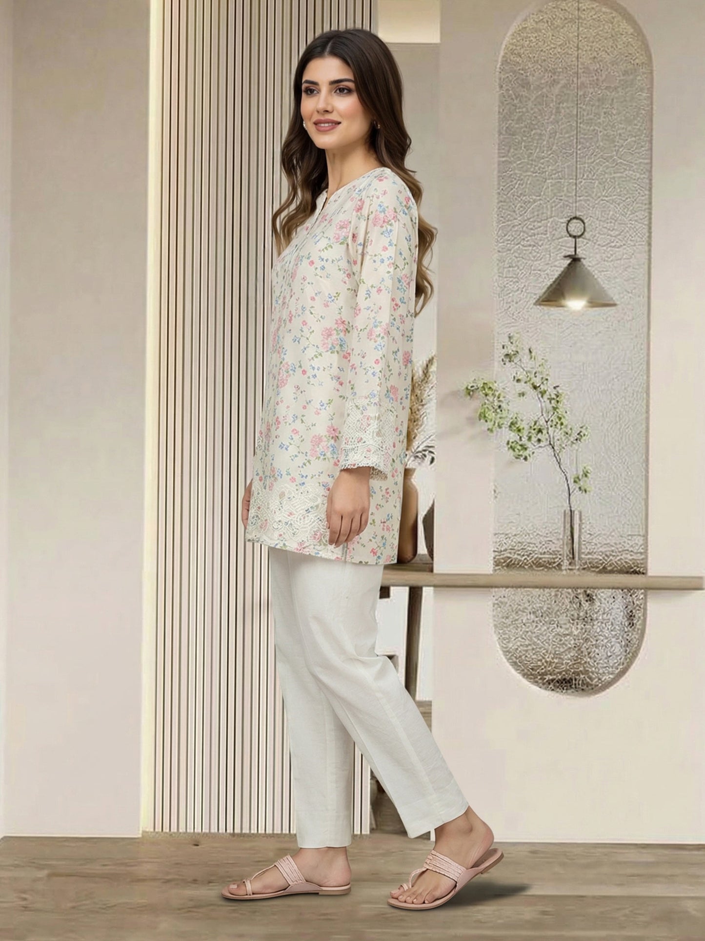 Lawn Texture Kurti- Embroidered (Pret)