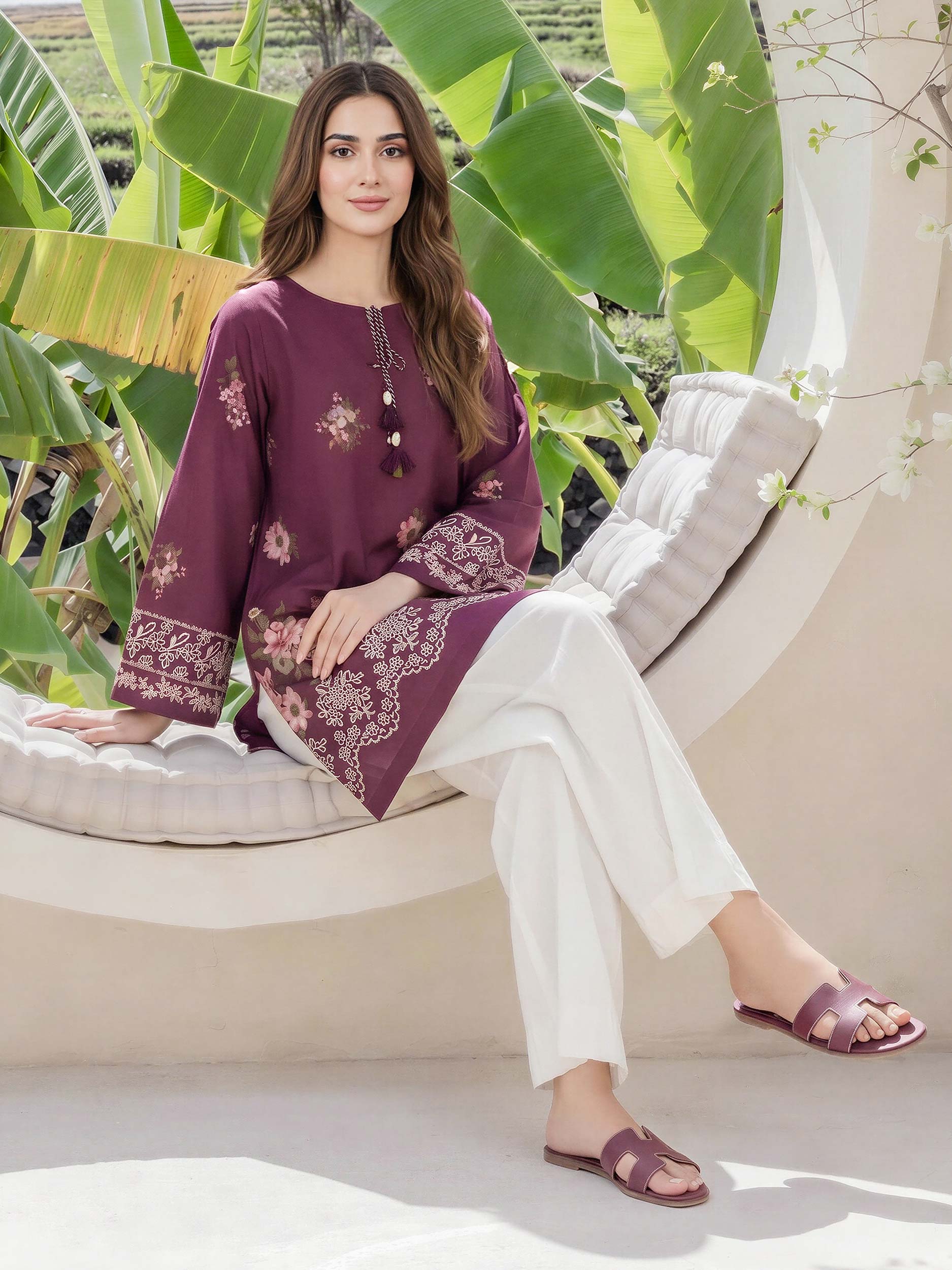 Lawn Slub Kurti (Pret)