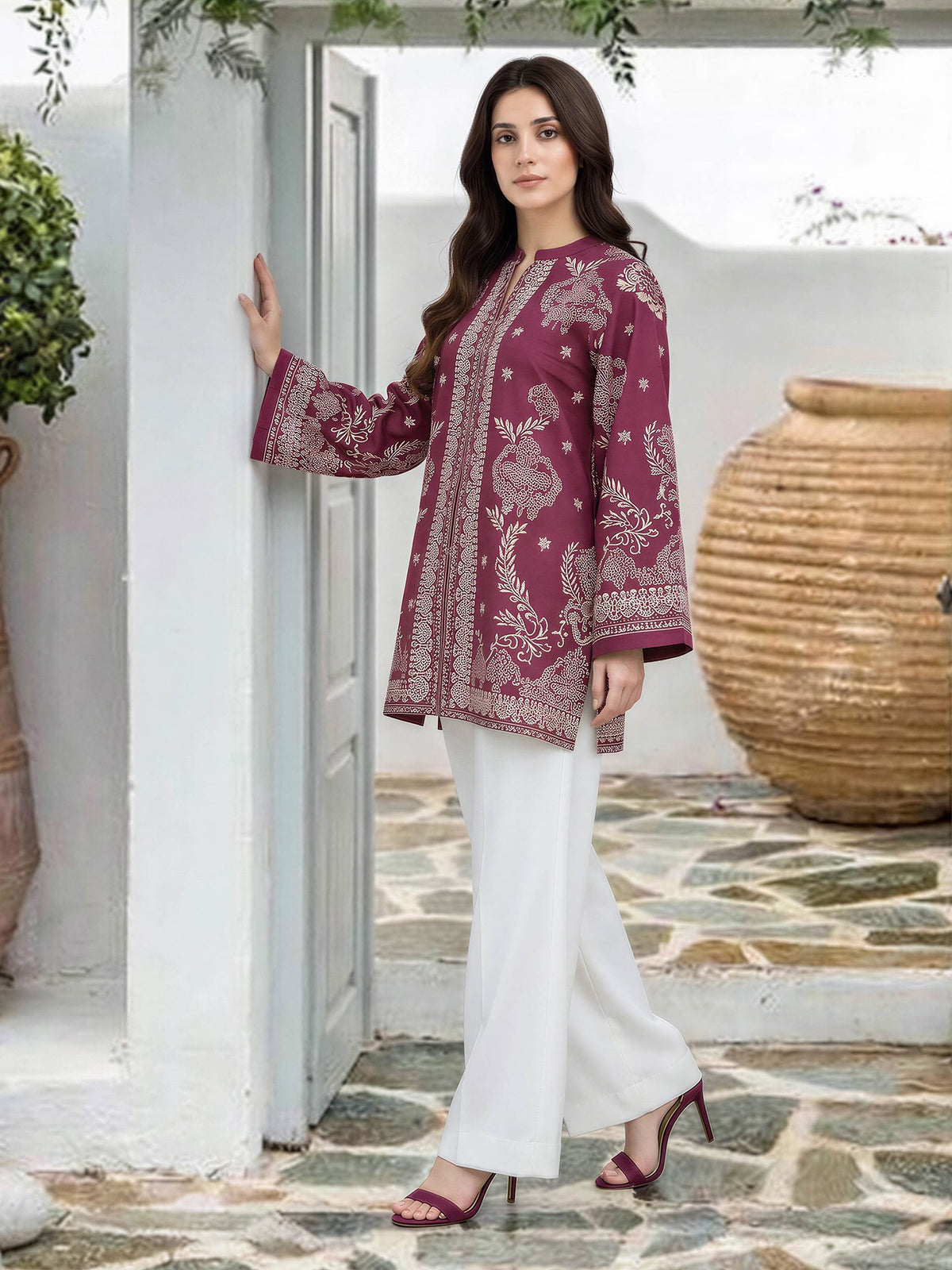 Lawn Slub Kurti (Pret)