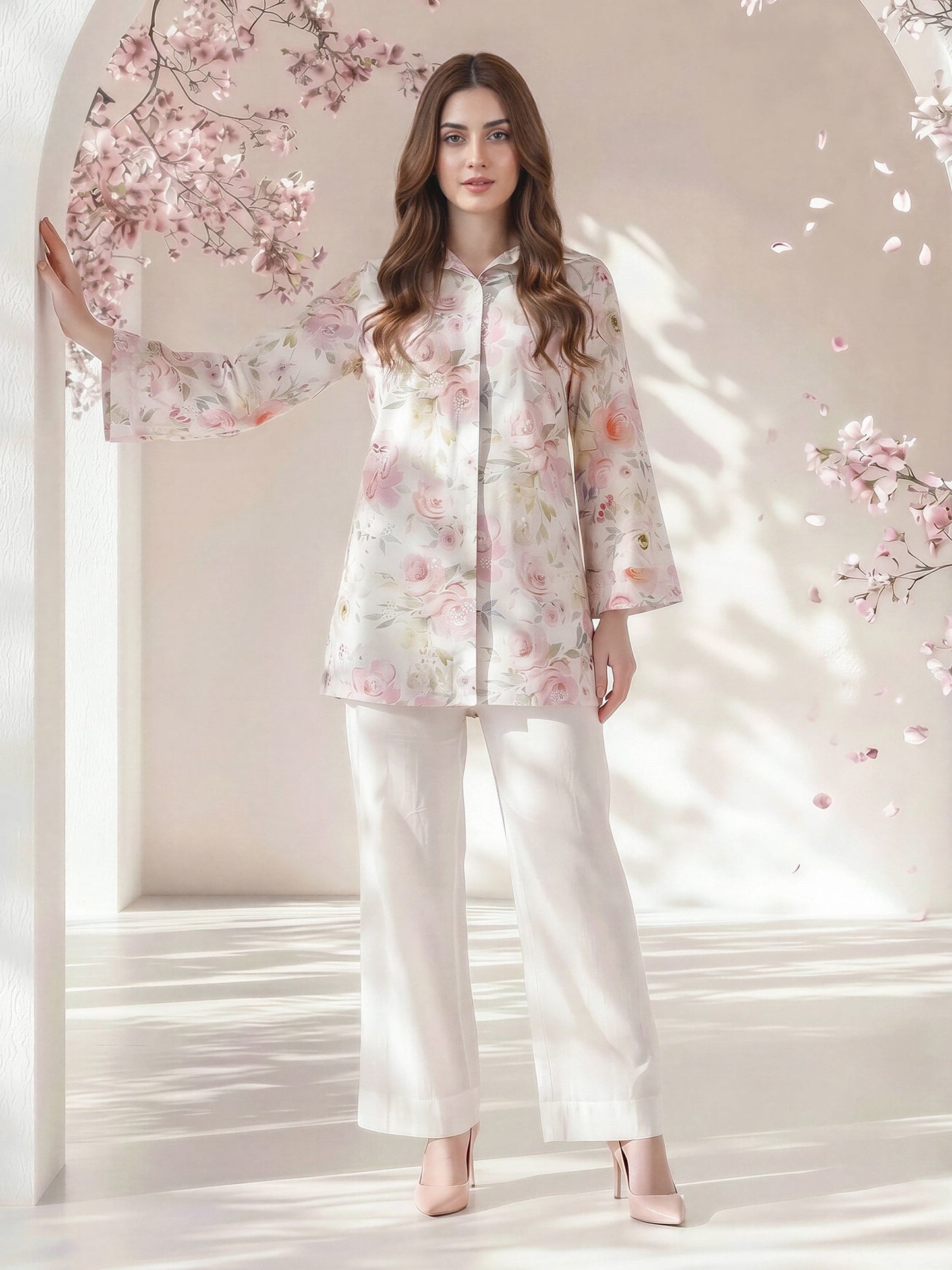 Lawn Slub Kurti- Embroidered (Pret)