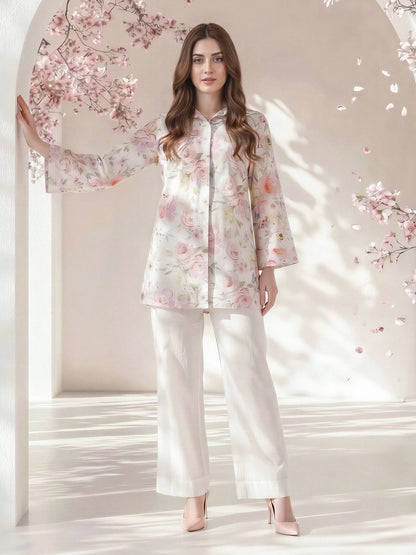 Lawn Slub Kurti- Embroidered (Pret)