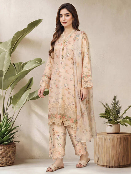 3 Piece Silk Suit- Embroidered (Pret)