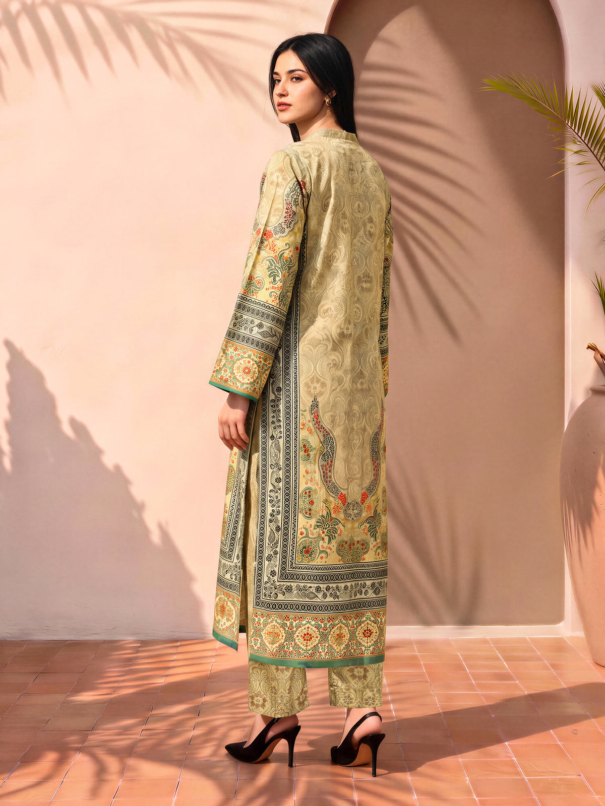 2 Piece Silk Suit- Embellished (Pret)