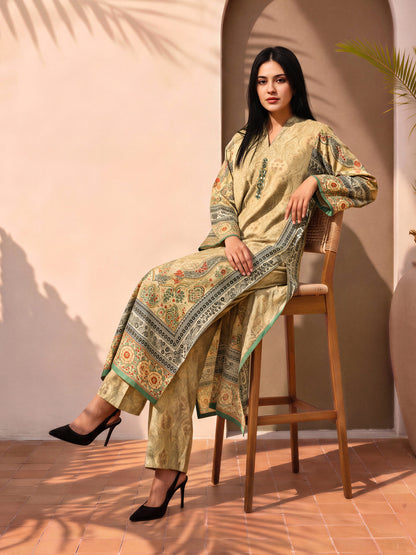 2 Piece Silk Suit- Embellished (Pret)