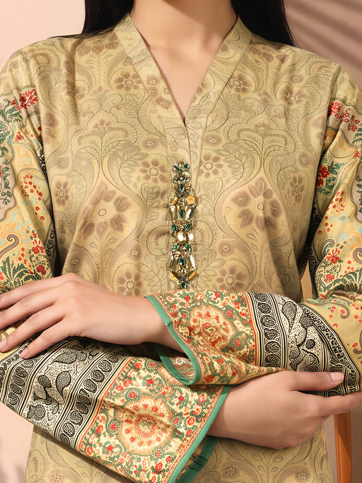 2 Piece Silk Suit- Embellished (Pret)